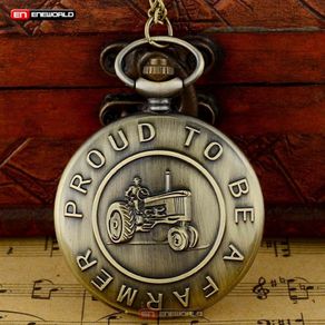 Vintage Style Proud Farmer Tractor Pocket Watch