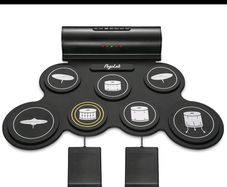 Roll Up Electronic Drum Pad Set w/Sticks & Foot Pedals, Rechargeable MIDI Drum