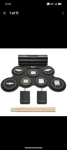 Roll Up Electronic Drum Pad Set w/Sticks & Foot Pedals, Rechargeable MIDI Drum