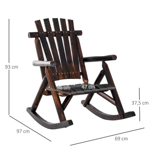 Fir Wood Outdoor Adirondack Rocking Armchair Brown (FREE SHIPPING)