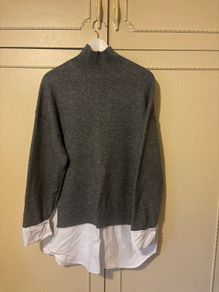 Zara Knit Jumper with Contrast Poplin - New with out Tags - Size Medium