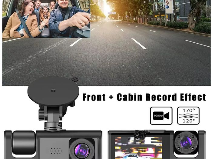1080P 2 Lens Dash Cam Car DVR Interior Vehicle Camera Mini Recorder Video Registrator Dashcam Three Way Camcord