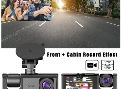 1080P 2 Lens Dash Cam Car DVR Interior Vehicle Camera Mini Recorder Video Registrator Dashcam Three Way Camcord