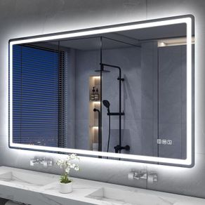Bluetooth Bathroom Mirror with Lighting, 120 x 70 cm, LED Bathroom Mirror with