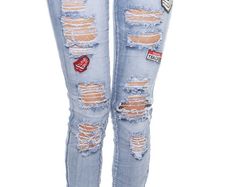 Skinny_Jeans_DeStroyed_look_with_patches__Color_JEANSBLUE size 36