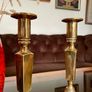 Pair Gun Barrel Deco Era Brass Candlesticks Early 20th Century Image 2