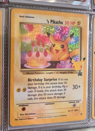 Official Pokemon TCG Birthday Pikachu card 24/53 from the special Celebrations