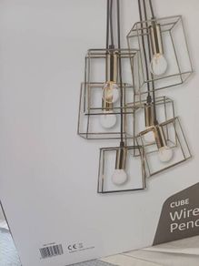 Wire Framed Pendant Cube Lights