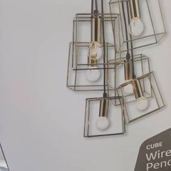 Wire Framed Pendant Cube Lights