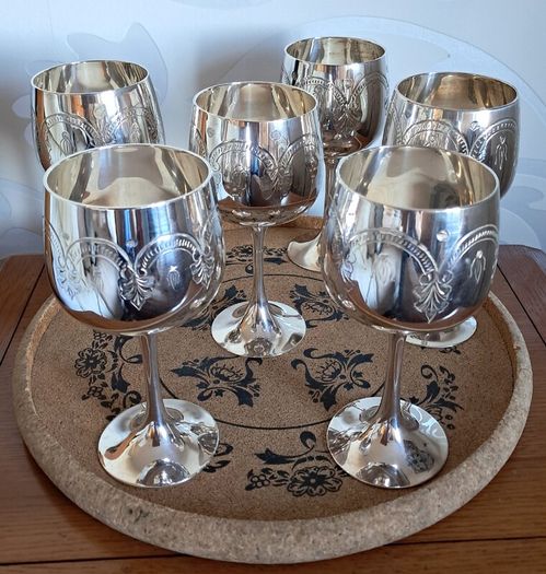 Set of 6 silver-plated goblets