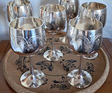 Set of 6 silver-plated goblets