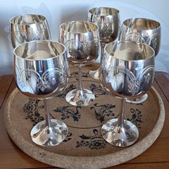 Set of 6 silver-plated goblets
