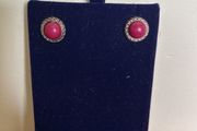 Green/pink/brown post earrings