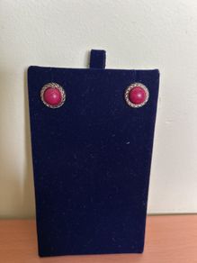 Green/pink/brown post earrings
