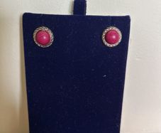 Green/pink/brown post earrings