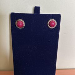 Green/pink/brown post earrings