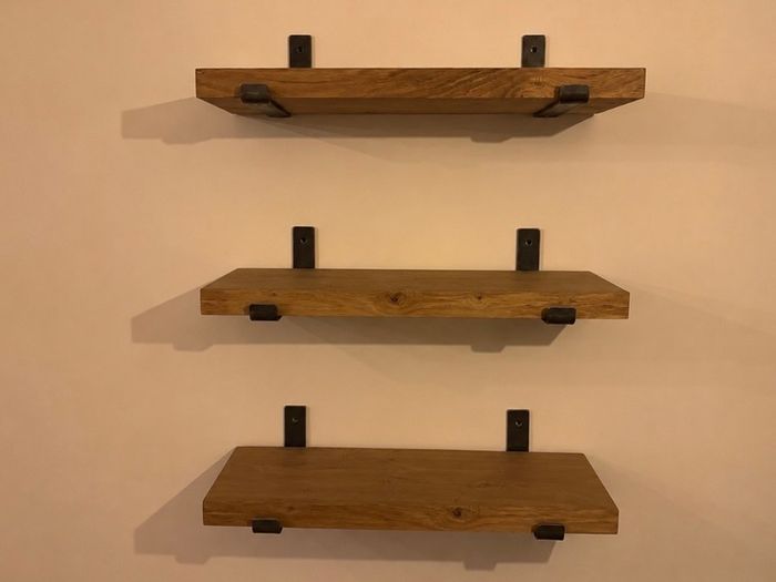 Chunky Solid Rustic Wood Shelves with Heavy Duty Steel Brackets