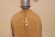 Rare pink glass 2 litre heavy soda bottle