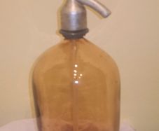 Rare pink glass 2 litre heavy soda bottle