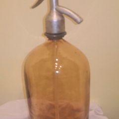 Rare pink glass 2 litre heavy soda bottle