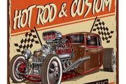 Garage; Hot Rod And Custom : Metal Sign