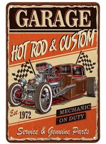 Garage; Hot Rod And Custom : Metal Sign