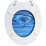 WC Toilet Seats with Lid 2 pcs MDF Blue Water Drop Design Image 3