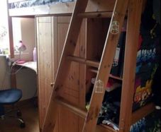 High Sleeper Bed Desk and Wardrobe