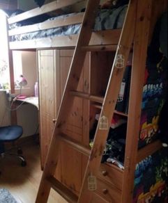 High Sleeper Bed Desk and Wardrobe