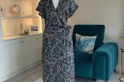 Ladies Short-sleeved Black and White Wrap Shirt Dress from Mango