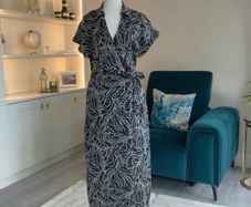 Ladies Short-sleeved Black and White Wrap Shirt Dress from Mango