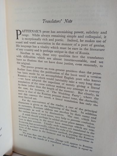 Doctor Zhivago by Boris Pasternak. Translated from the Russian by Hayward and Manya Harari (RB226)