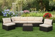 MIAMI Luxury Rattan Garden Corner Sofa with Table
