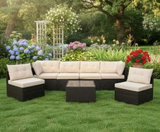 MIAMI Luxury Rattan Garden Corner Sofa with Table