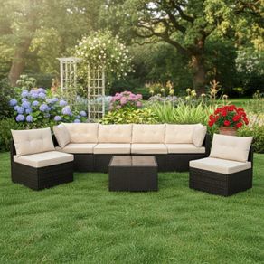 MIAMI Luxury Rattan Garden Corner Sofa with Table