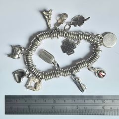 Links of London Sterling Silver Sweetie Charm Bracelet.  86 grams Fully Loaded 12 Charms