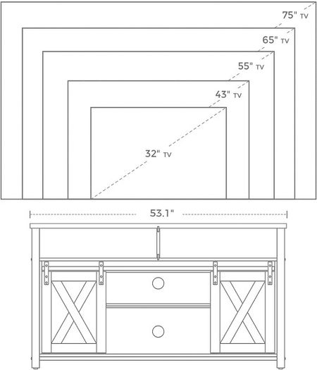 New TV Display Unit With Sliding Barn Doors - FREE P&P