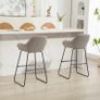 2-Pack Bar Stools, Fabric-upholstered Barstools with Foam Padding, Padded Stools with Metal Legs, Gray Image 4