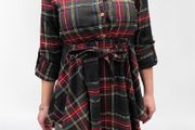 Shirt dress with a tartan collar