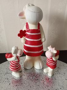 Happy Sheep Family Ceramic Figurines