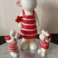 Happy Sheep Family Ceramic Figurines