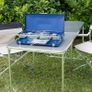 Chef Folding Double Burner Stove and Grill, compact gas cooker for camping or festivals, Blue Image 5