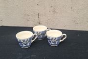 3 blue willow style tea cups postage possible