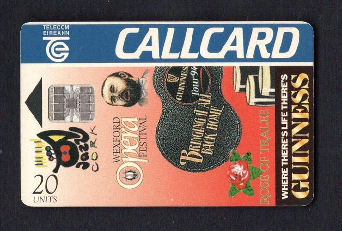 1994 Ireland 20 unit Guinness Summer Festivals (Schlumberger SC7) Callcard Used. Telecom Eireann card number 1065.