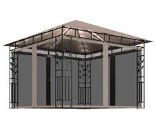 Gazebo with Mosquito Net and String Lights 3x3x2.73 m Taupe 180 g/m Sq