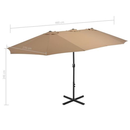 Outdoor Parasol with Aluminium Pole 460x270 cm Taupe