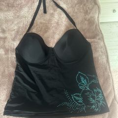 New Look Inspire black padded underwired Tankini top size UK18 EU46 Cup D/DD Postage included