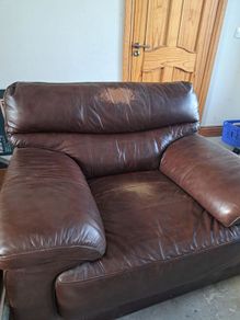brown leather armchair
