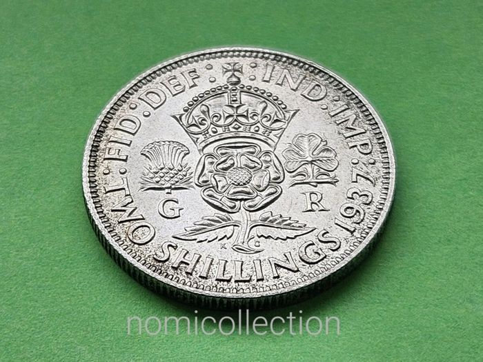 United Kingdom 1937 year Silver Florin.