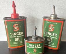 3 x Vintage Singer Sewing Machine Oil Tins